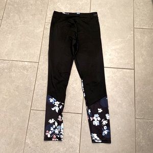 Girls Adidas Floral & Black Leggings- Climalite - size 14